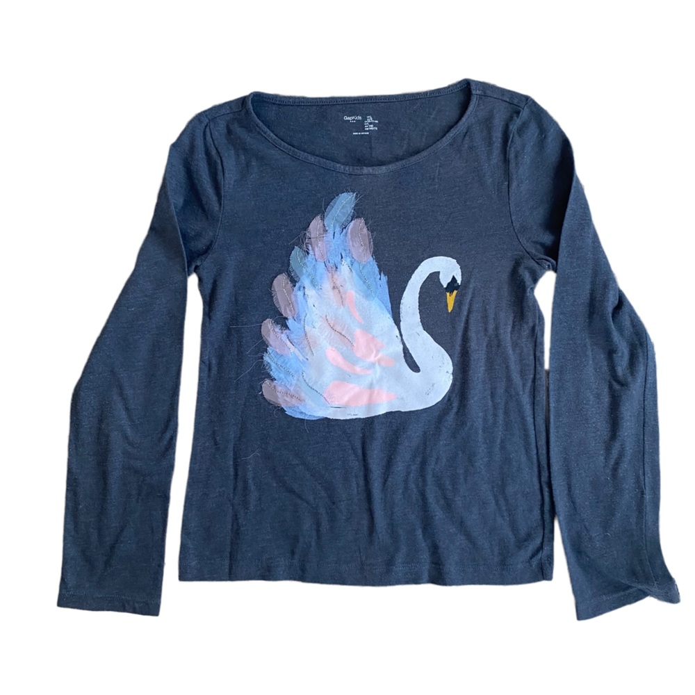GAP Kids Long Sleeve Top With a Swan - Girls 10-11 Years Old